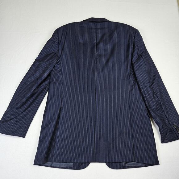 VTG Ermenegildo Zegna 54R Wool Blazer Italian Suit Jacket Navy Striped 3 Button - Picture 5 of 16